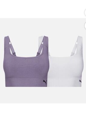 NWT PUMA Women's Seamless Scoop Sports Bra - Lavender & White (2-Pack)